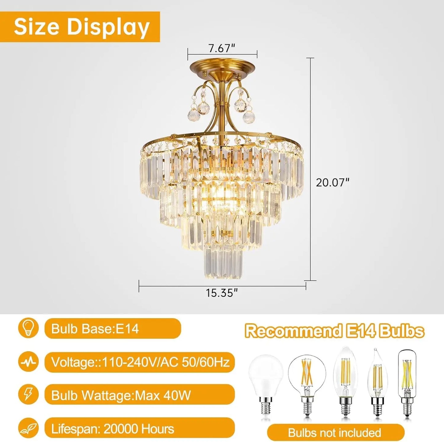 Luxury Gold Crystal Ceiling Light, Round Dimmable
