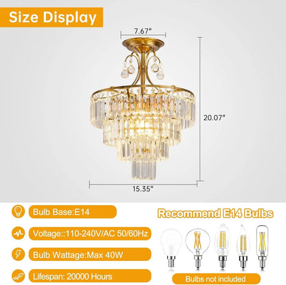 Luxury Gold Crystal Ceiling Light, Round Dimmable