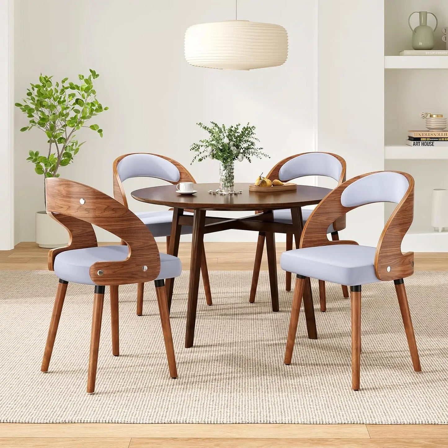 Wood Upholstered Dining Chairs (Set of 4)