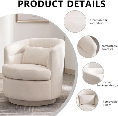 360° Swivel Barrel Accent Chair – Beige