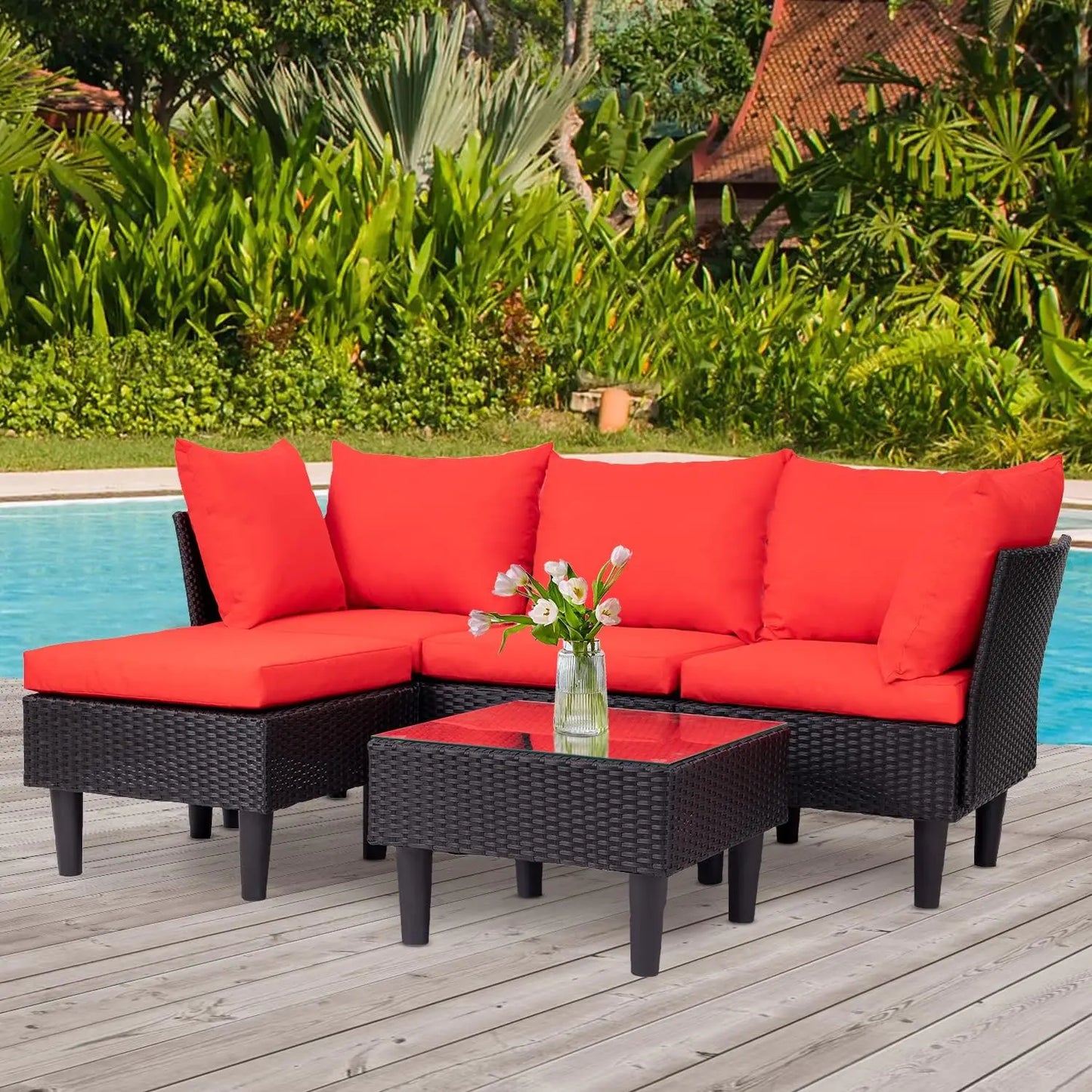 5-Piece Outdoor Wicker Sectional Set