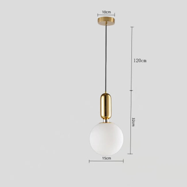 Nordic Glass Ball Pendant Light – Brass Black Hanging Lamp