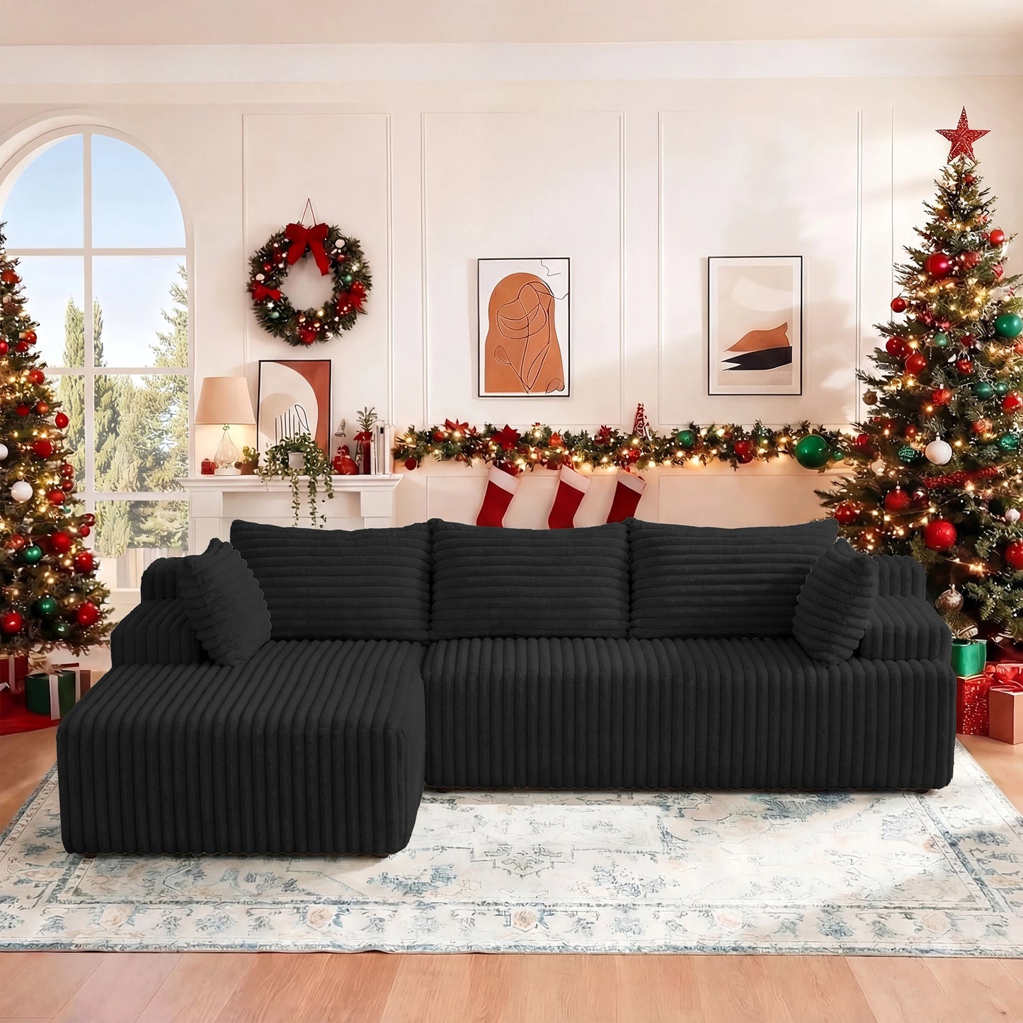 Modern L-Shape Deep Seat Sectional Sofa