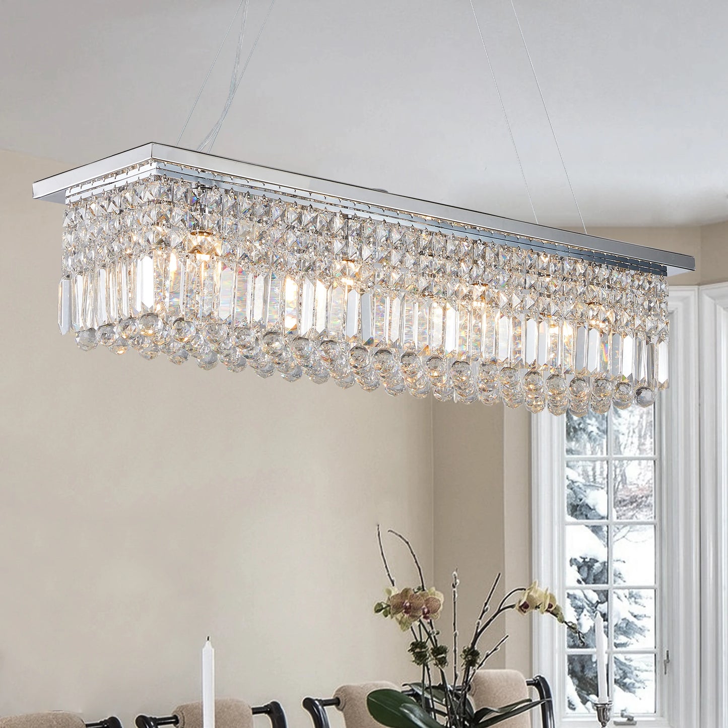 Modern 8-Light Crystal Chandelier