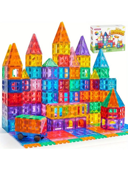 JOYFY Magnetic Building Tiles Set with Vehicle Construction Blocks