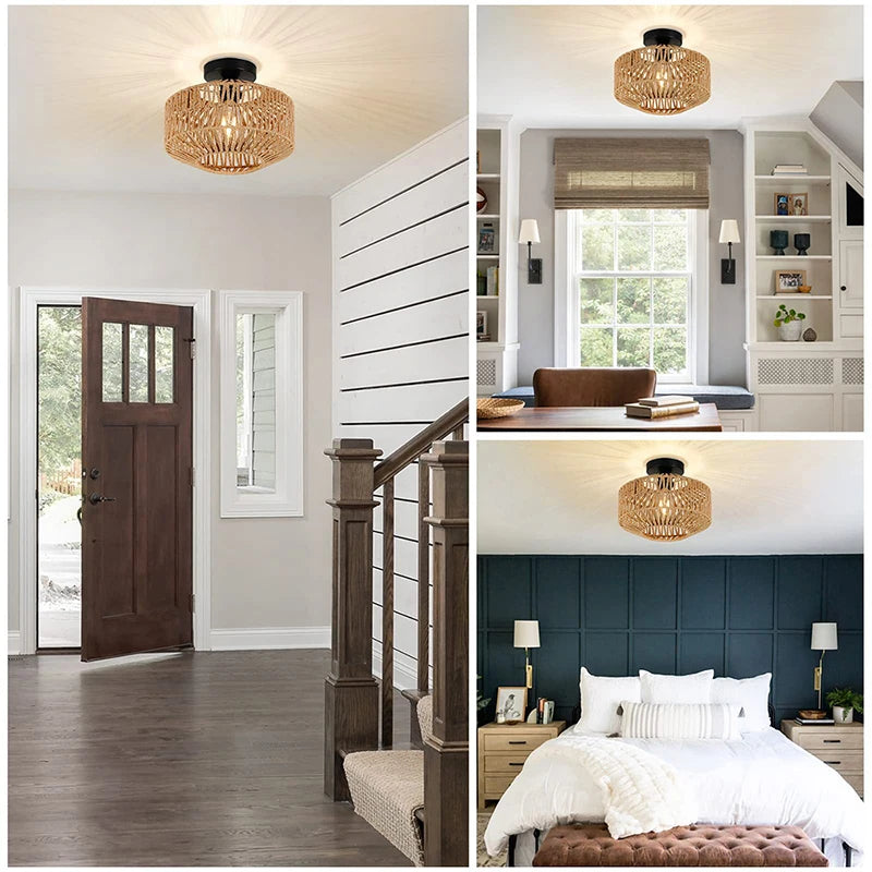 Handwoven Rattan Ceiling Chandelier