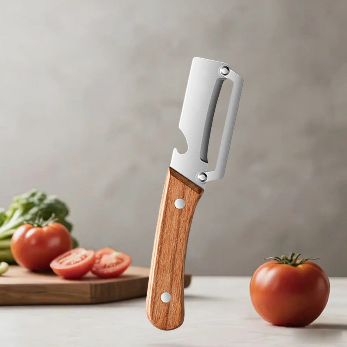 Vegetable Peeler with Wooden Handle for Peeling and Slicing