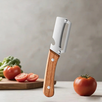 Vegetable Peeler with Wooden Handle for Peeling and Slicing