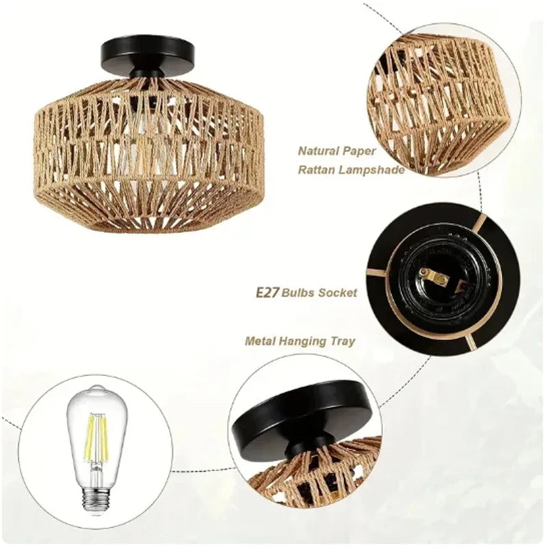 Handwoven Rattan Ceiling Chandelier