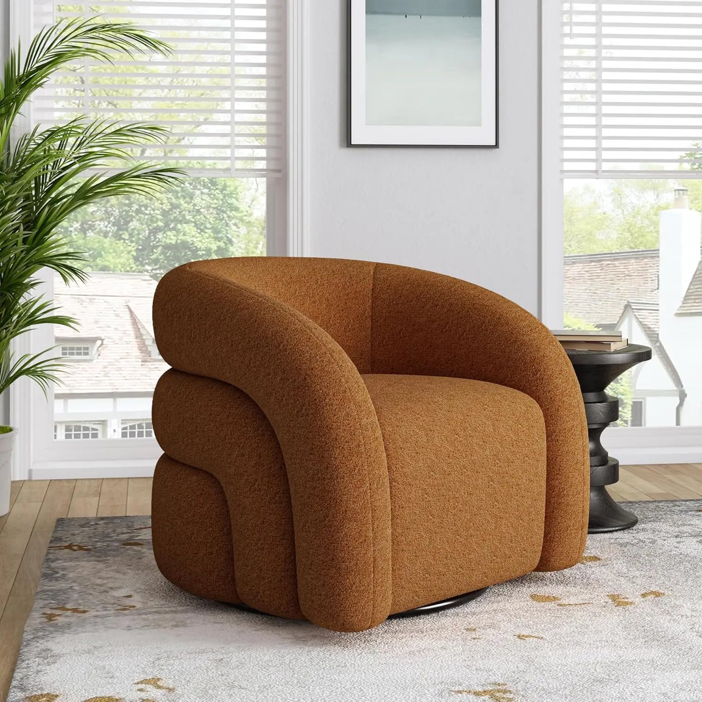 Small Swivel Barrel Accent Chair – No Assembly