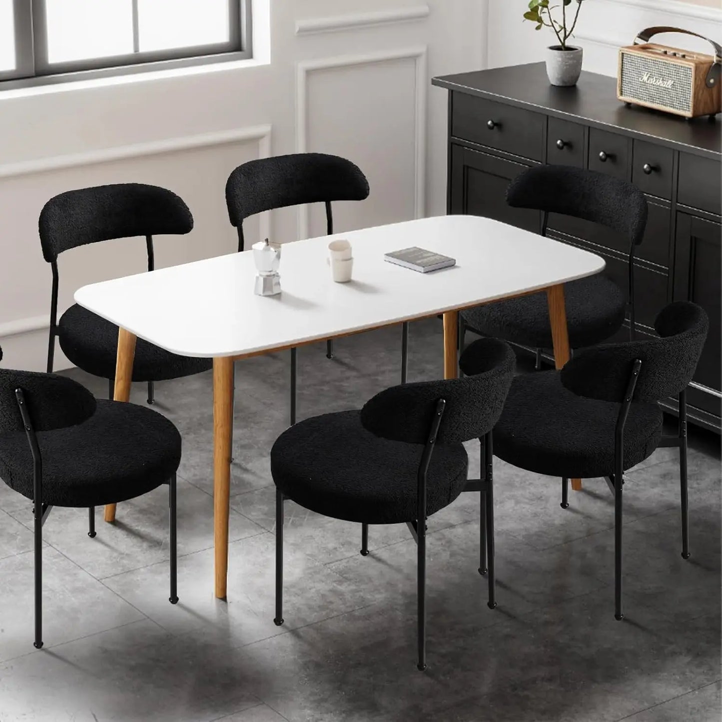 Modern Teddy Dining Chairs with Gold Legs (Set of 6)