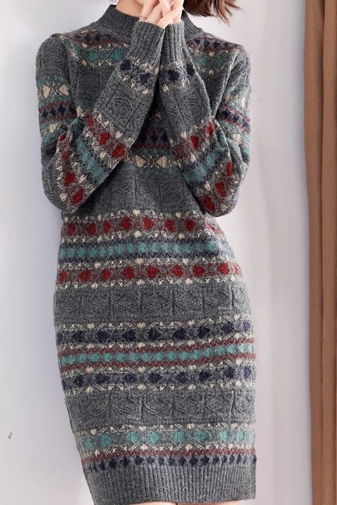 Womens Striped Midi Sweater Dress