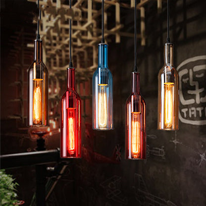 Colorful Wine Bottle Hanging Light