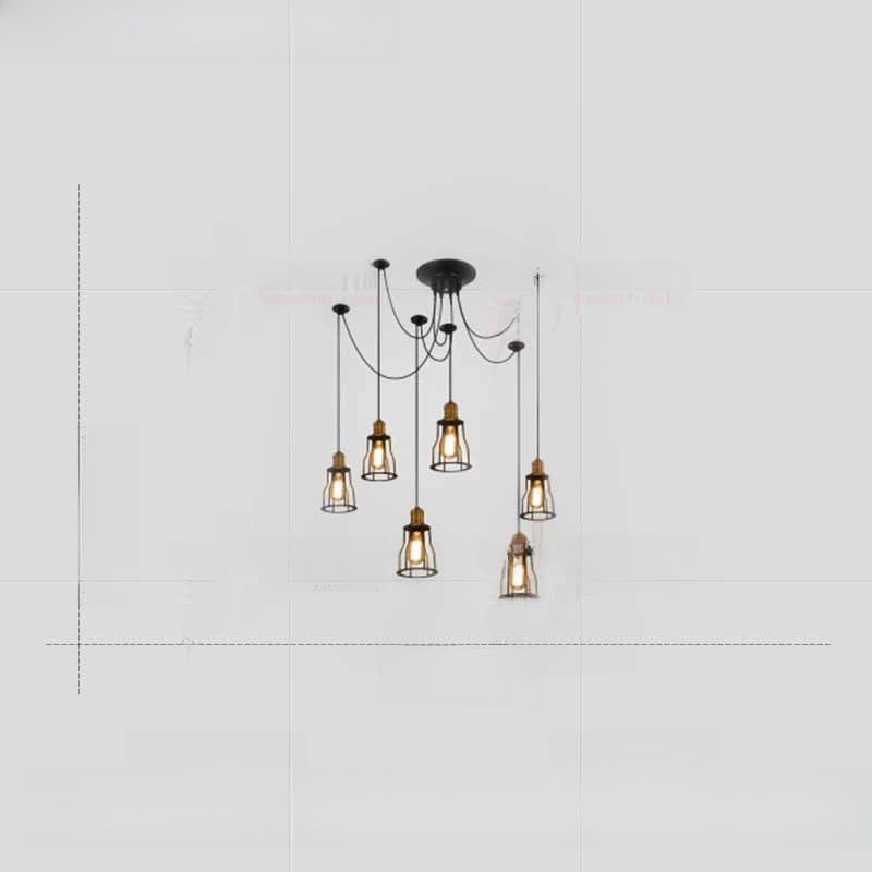 Adjustable Industrial Multi-Head LED Chandelier