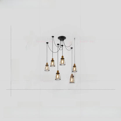 Adjustable Industrial Multi-Head LED Chandelier