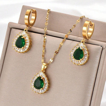 Vintage Jade Necklace & Earrings Set