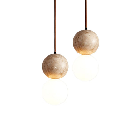 Vintage Travertine Pendant Lamp with LED Light