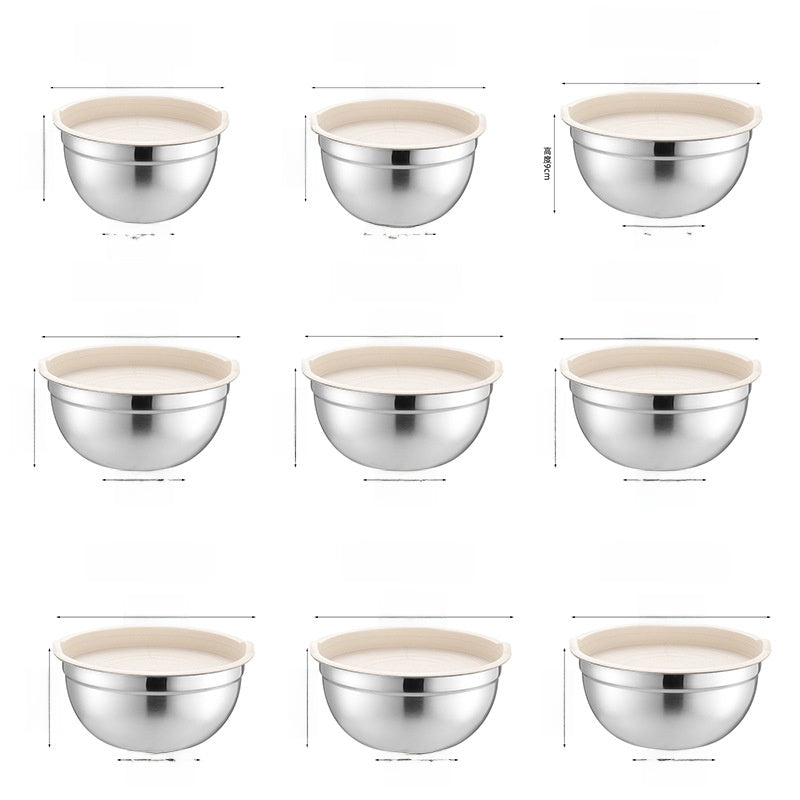 Stainless Steel Mixing Bowl with Silicone Base and Measurement Marks