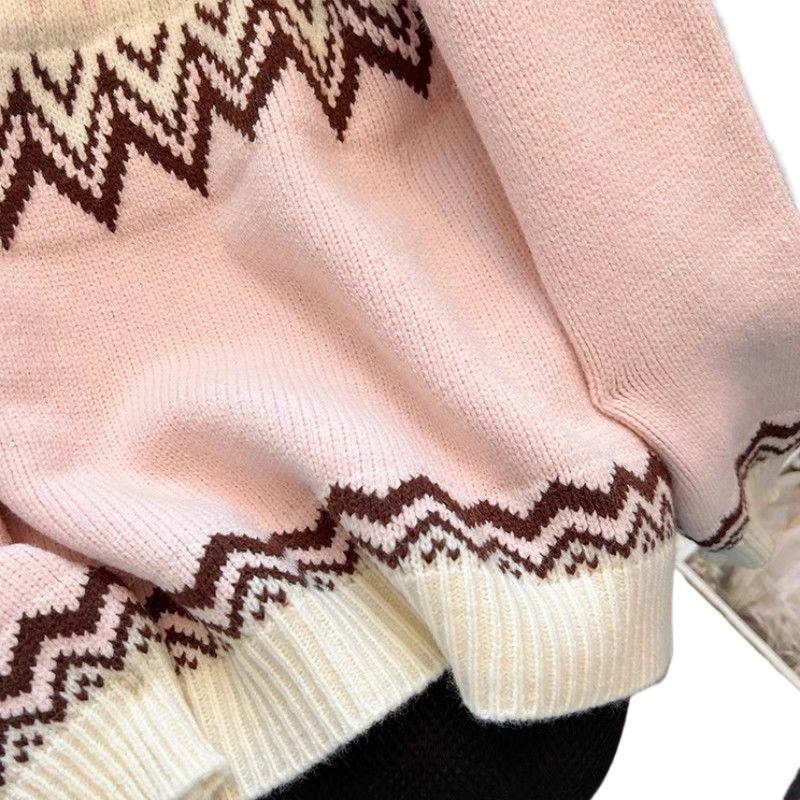 Womens Fair Isle Pullover Loose-Fit Extra-Soft Sweater