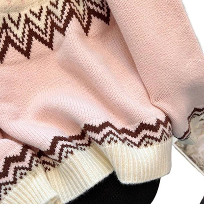 Womens Fair Isle Pullover Loose-Fit Extra-Soft Sweater