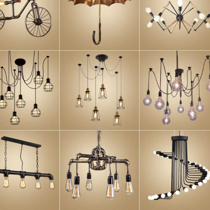 Adjustable Industrial Multi-Head LED Chandelier