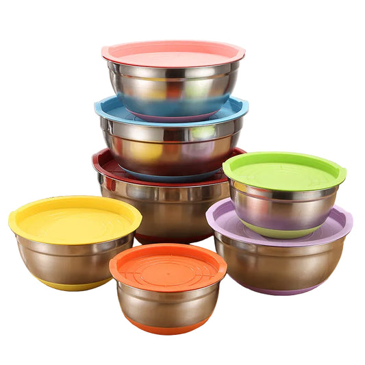Stainless Steel Mixing Bowl with Silicone Base and Measurement Marks