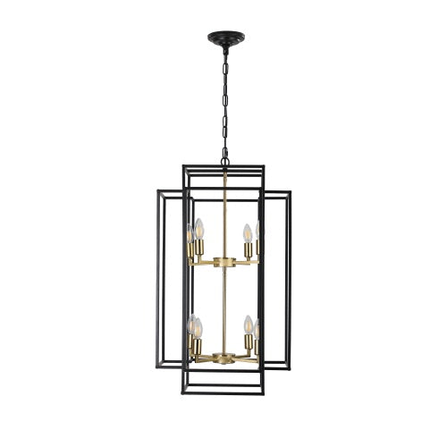 8-Light Black & Gold Lantern Chandelier