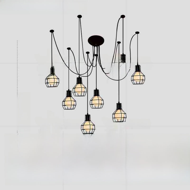 Adjustable Industrial Multi-Head LED Chandelier