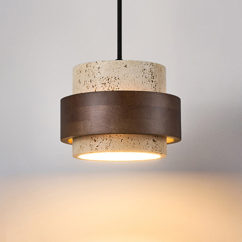 Vintage Travertine Pendant Lamp with LED Light