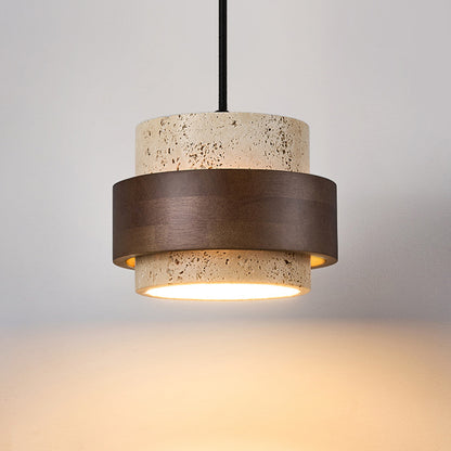 Vintage Travertine Pendant Lamp with LED Light