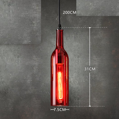 Colorful Wine Bottle Hanging Light