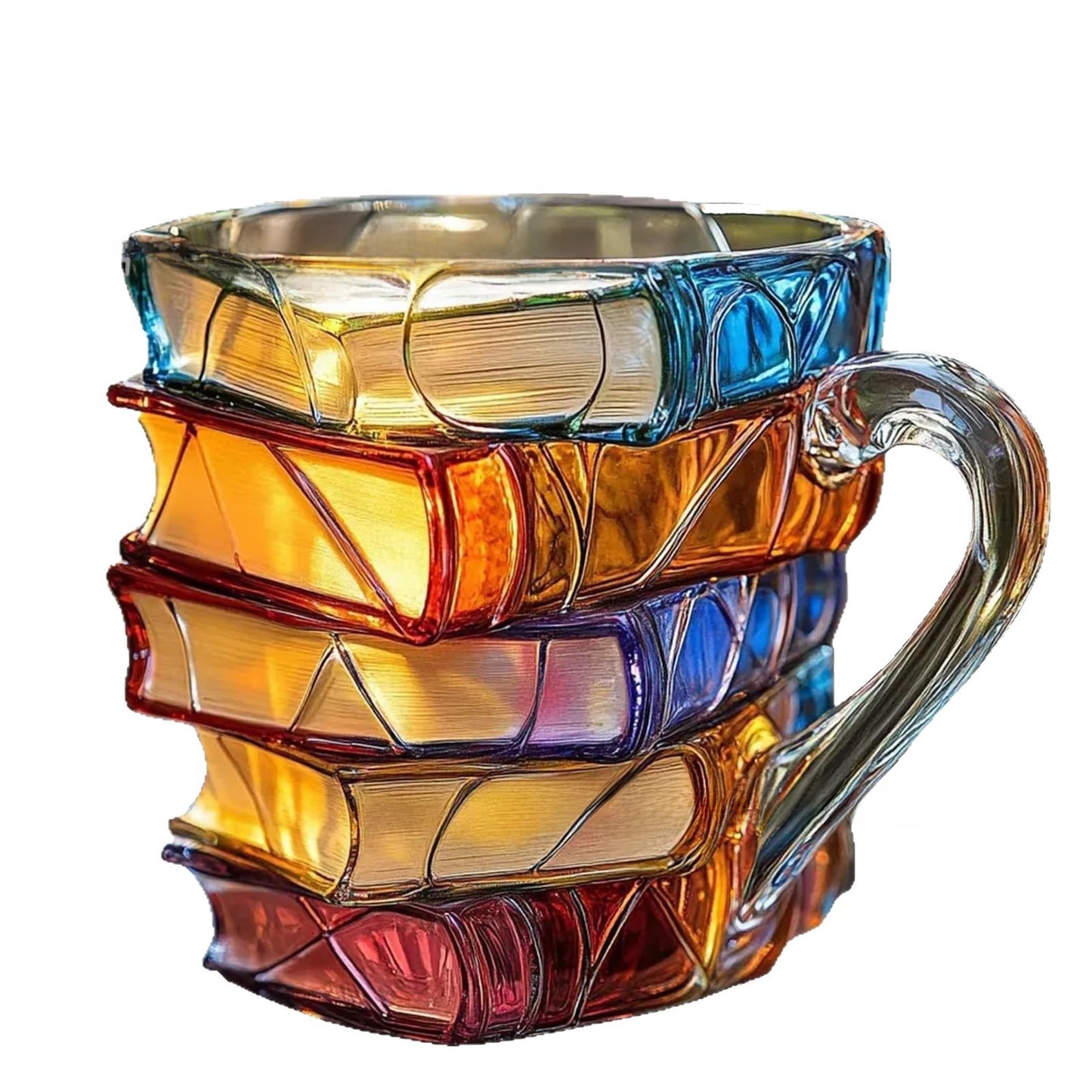 Painted Book-Shaped Stacking Glass Mug