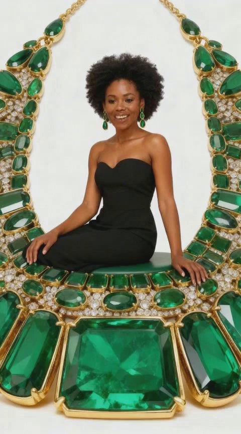 Antique Style Crystal Gem Necklace